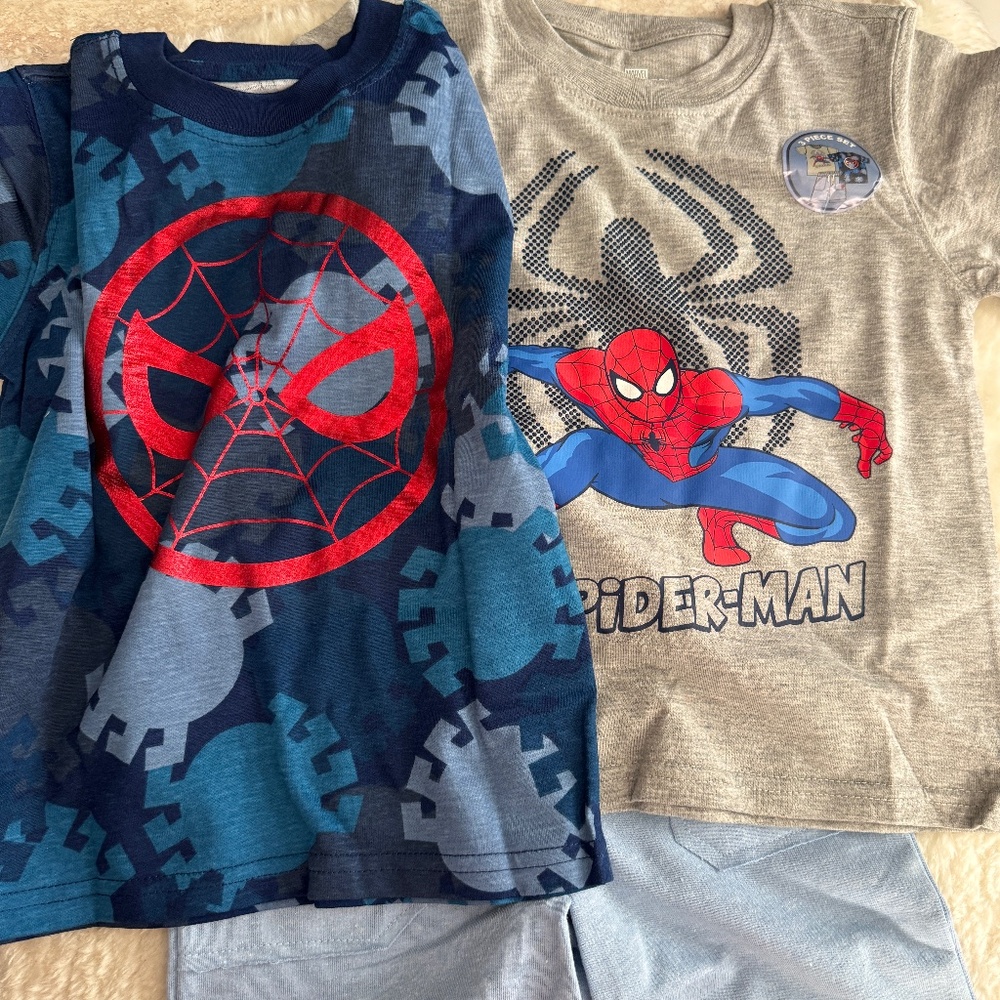 Marvel Spider- Man Boys Shoes Sleeve - 3 Piece T-shirts and Shorts Set